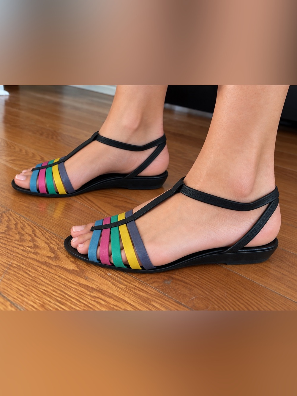 Vintage Stuart Weitzman Multicolour Leather Strappy Sandals Size 8.5